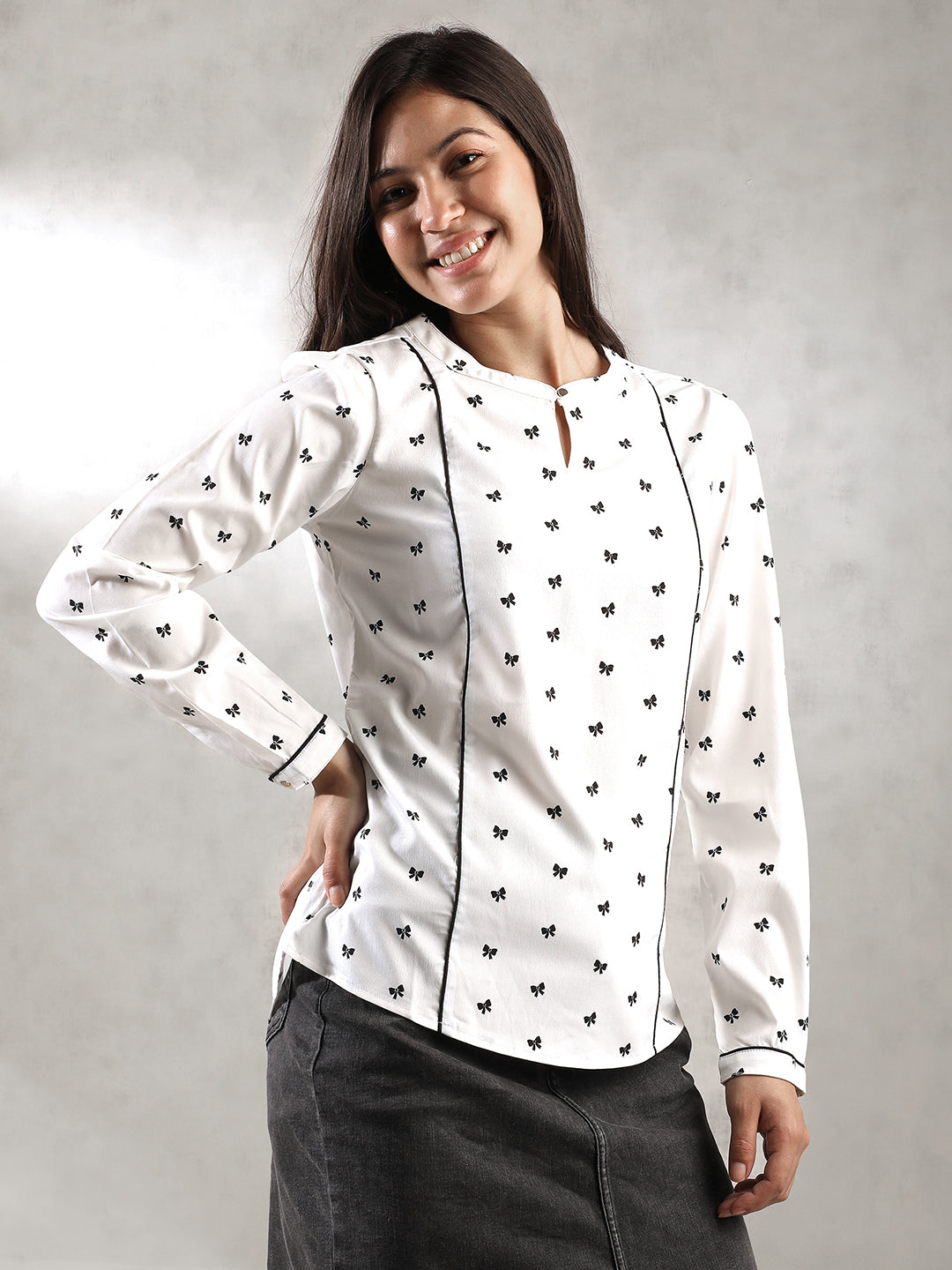 Women White Printed Top