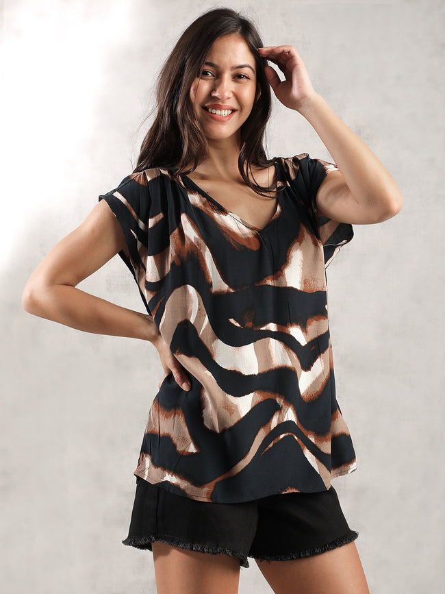 Women Brown Comfort Fit Top