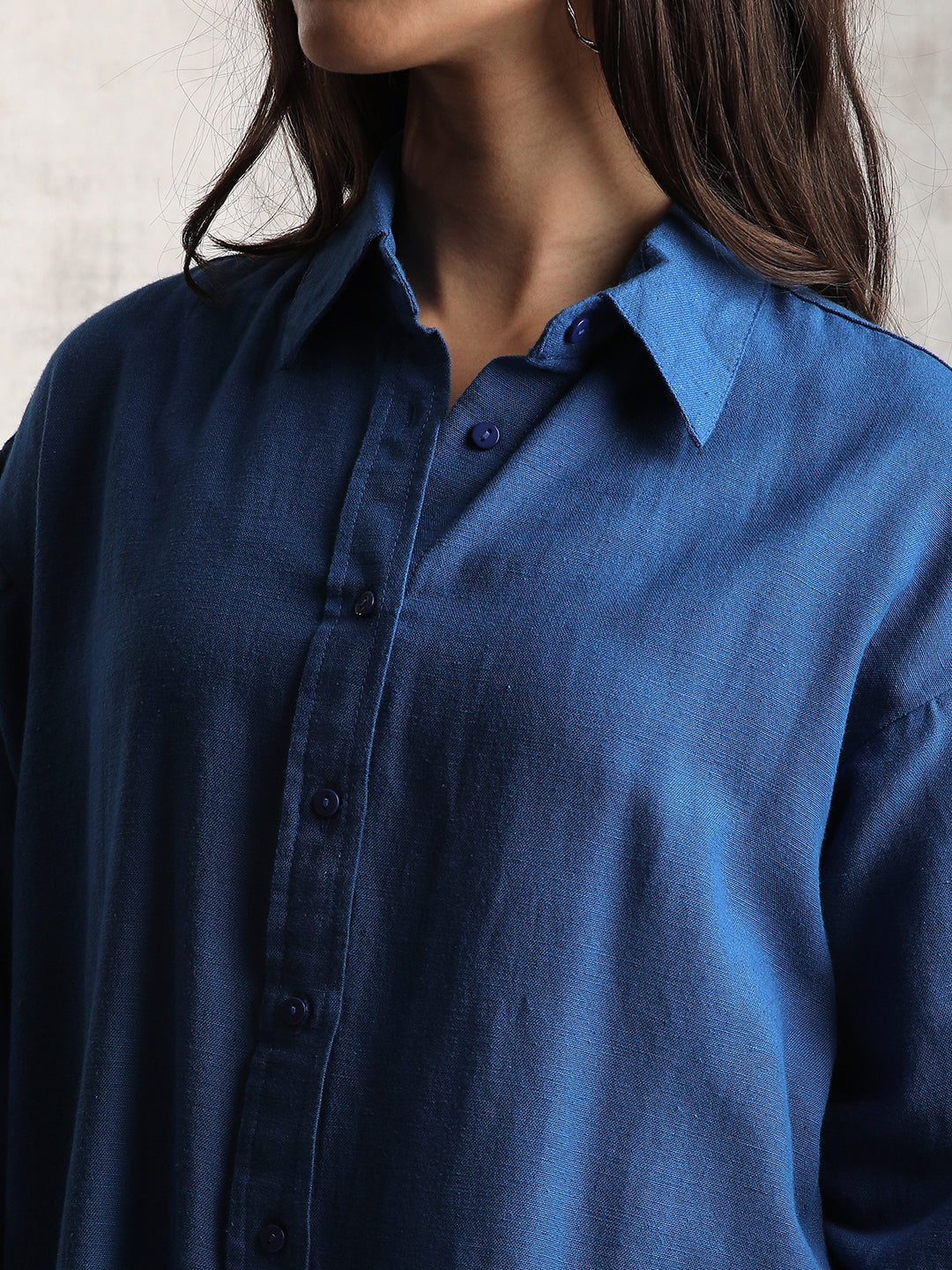 Women Dark Button Down Comfort Fit Shirt