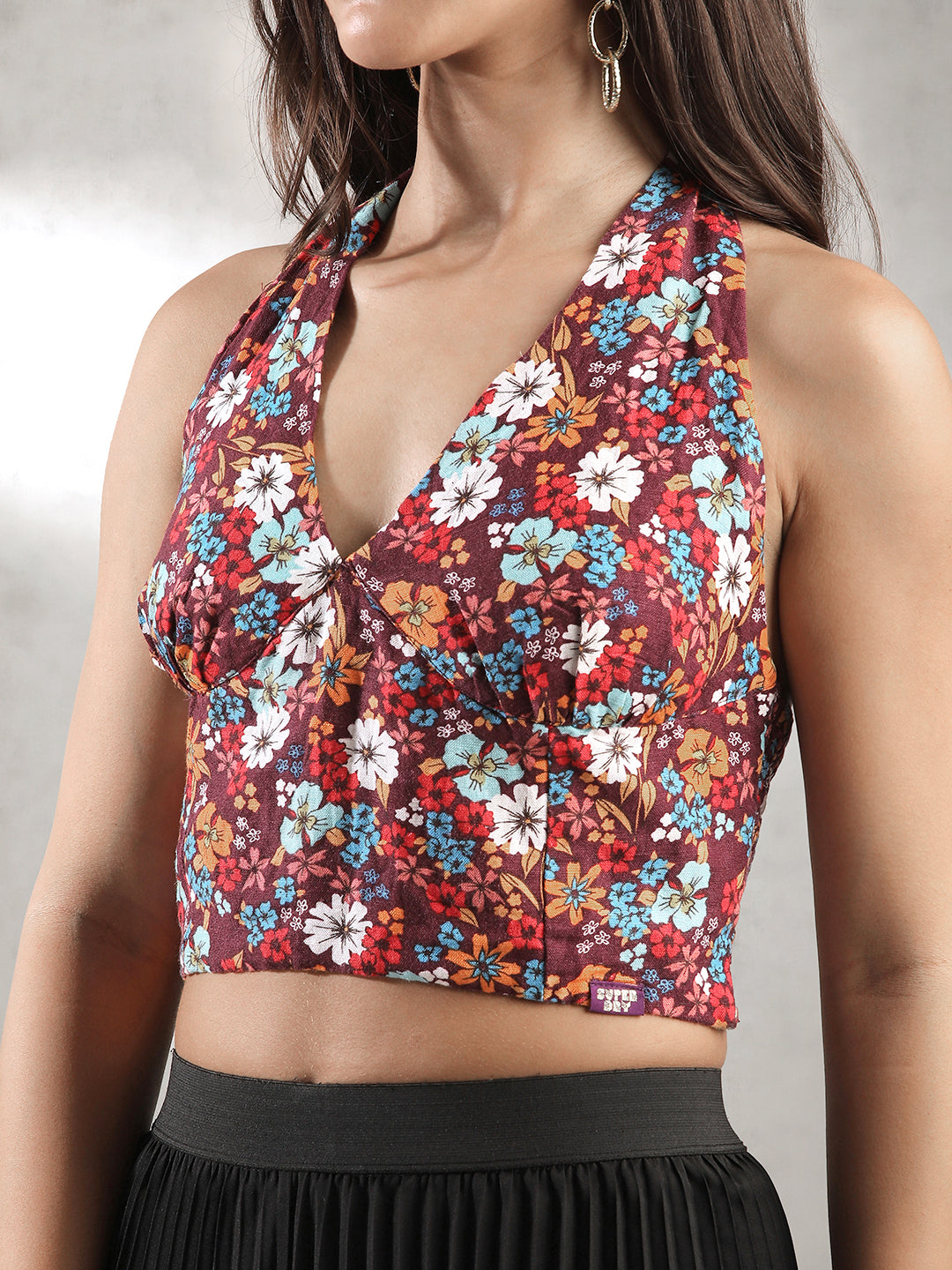 Women Floral Slim Fit Crop Top