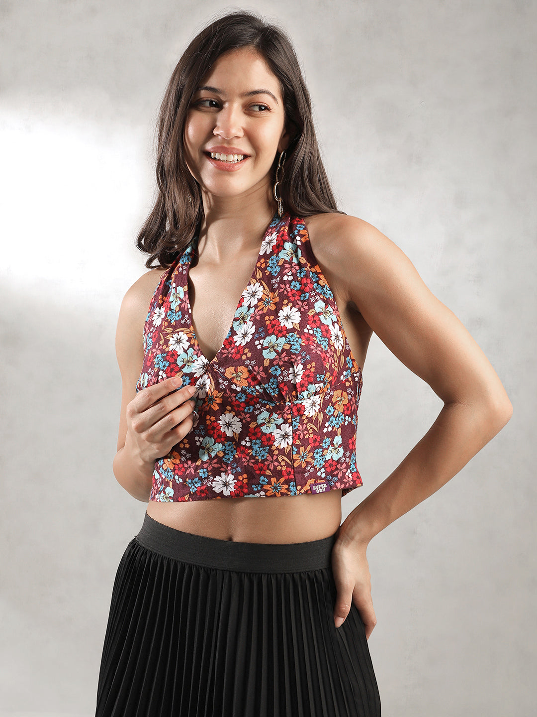 Women Floral Slim Fit Crop Top