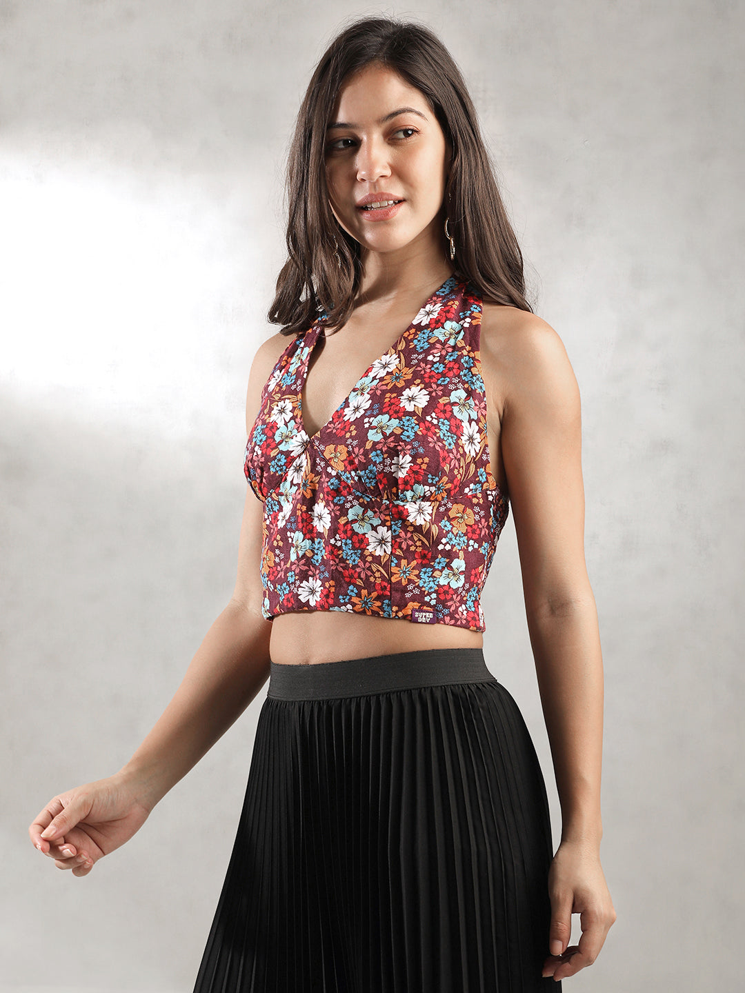 Women Floral Slim Fit Crop Top