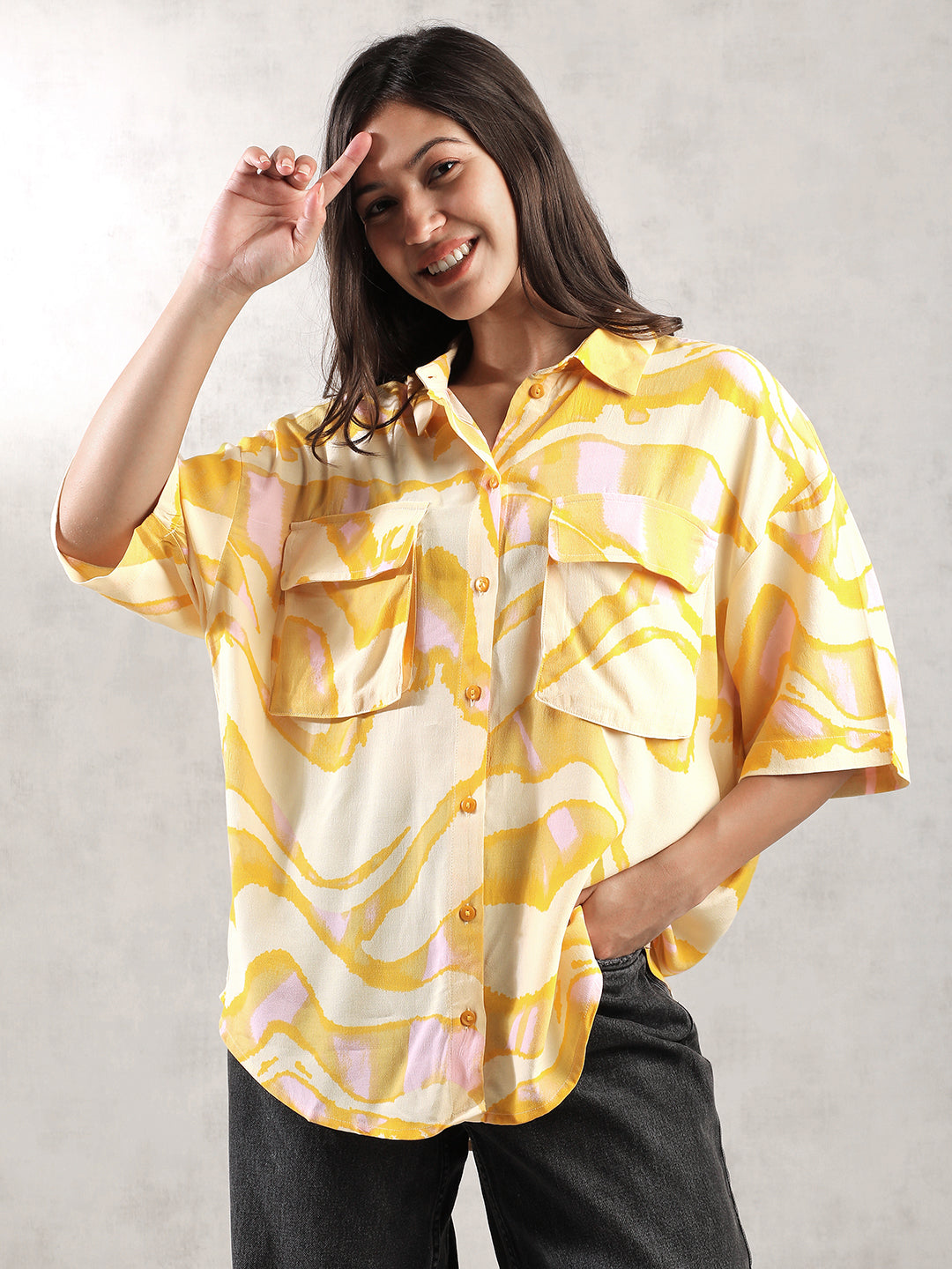 Women Yellow Comfort Fit Shirt