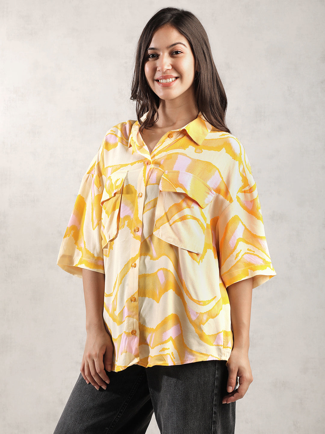 Women Yellow Comfort Fit Shirt