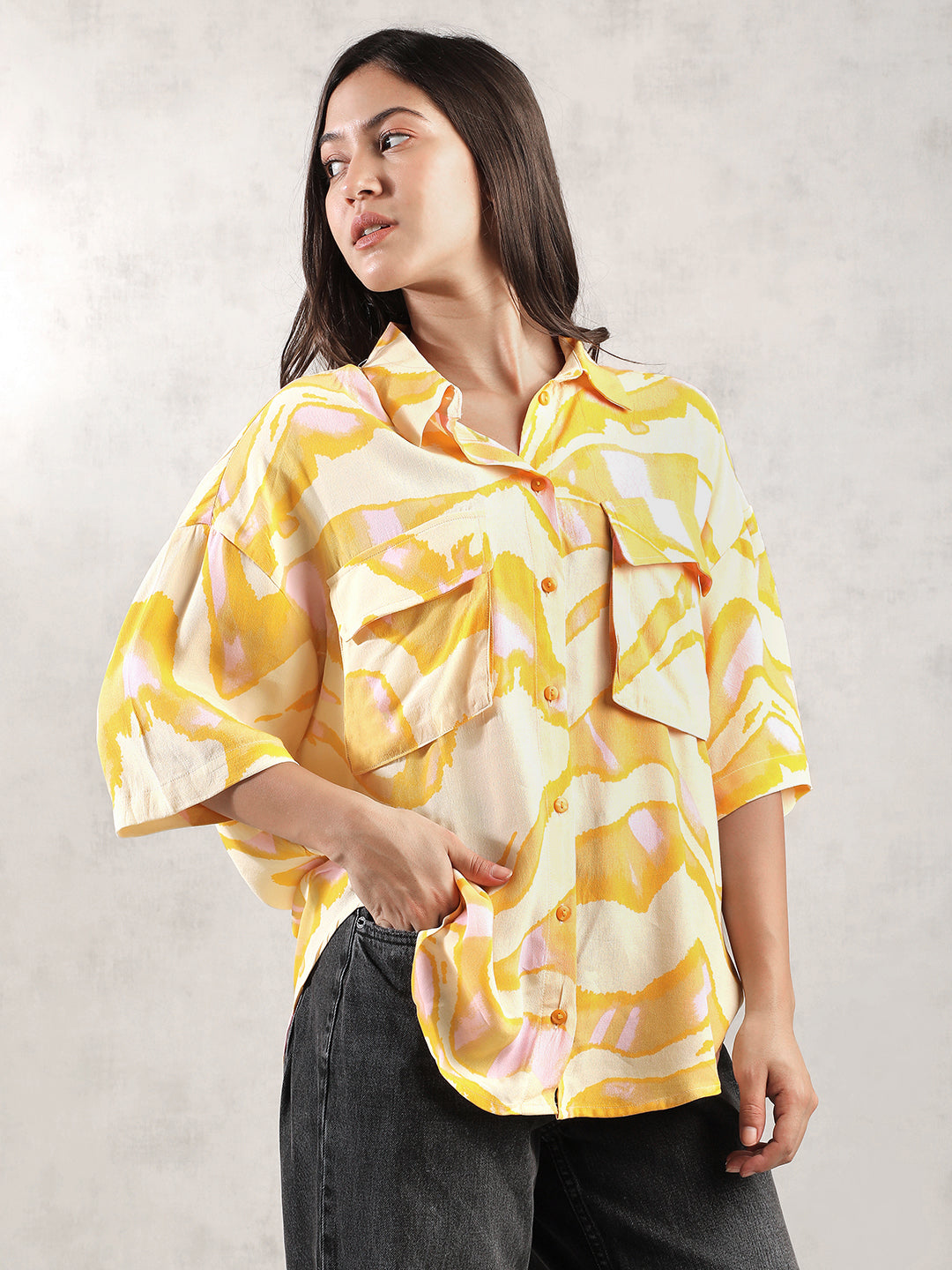 Women Yellow Comfort Fit Shirt