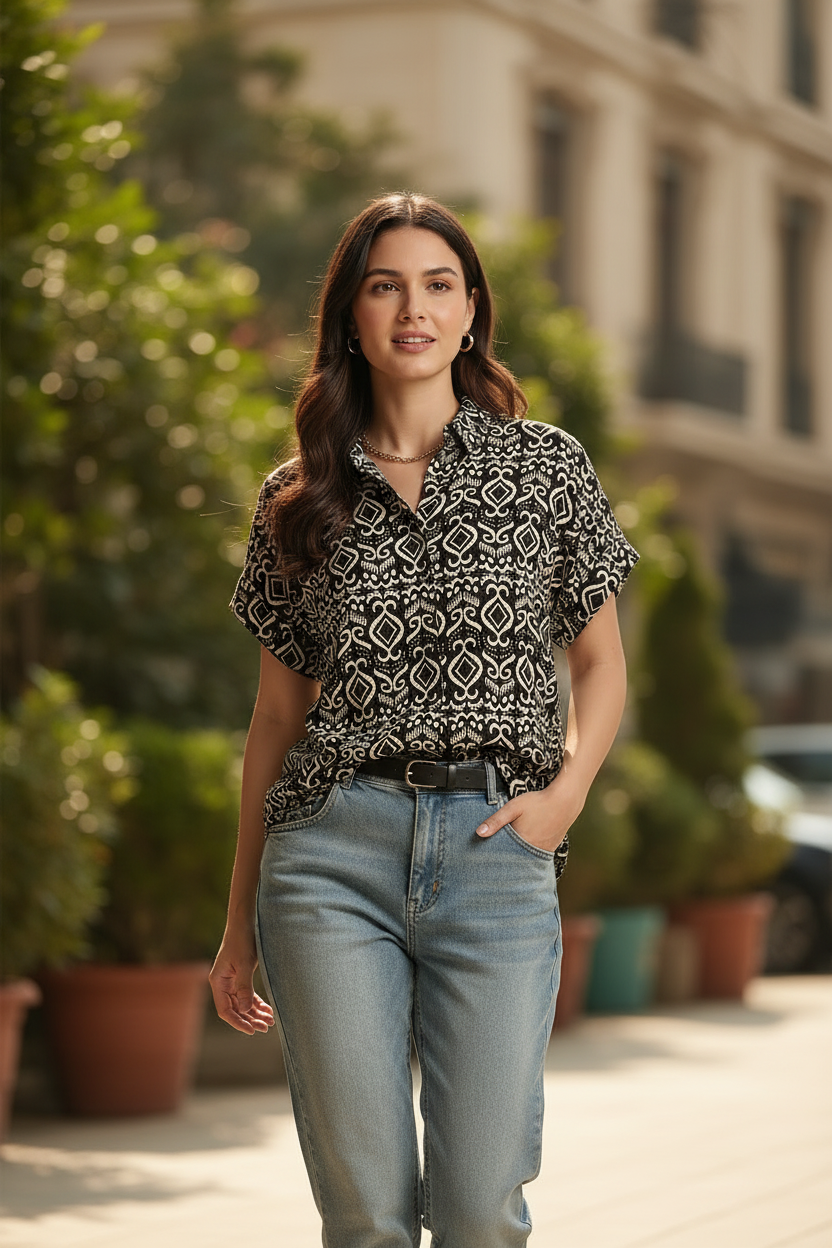 Women Black Regular Fit Top