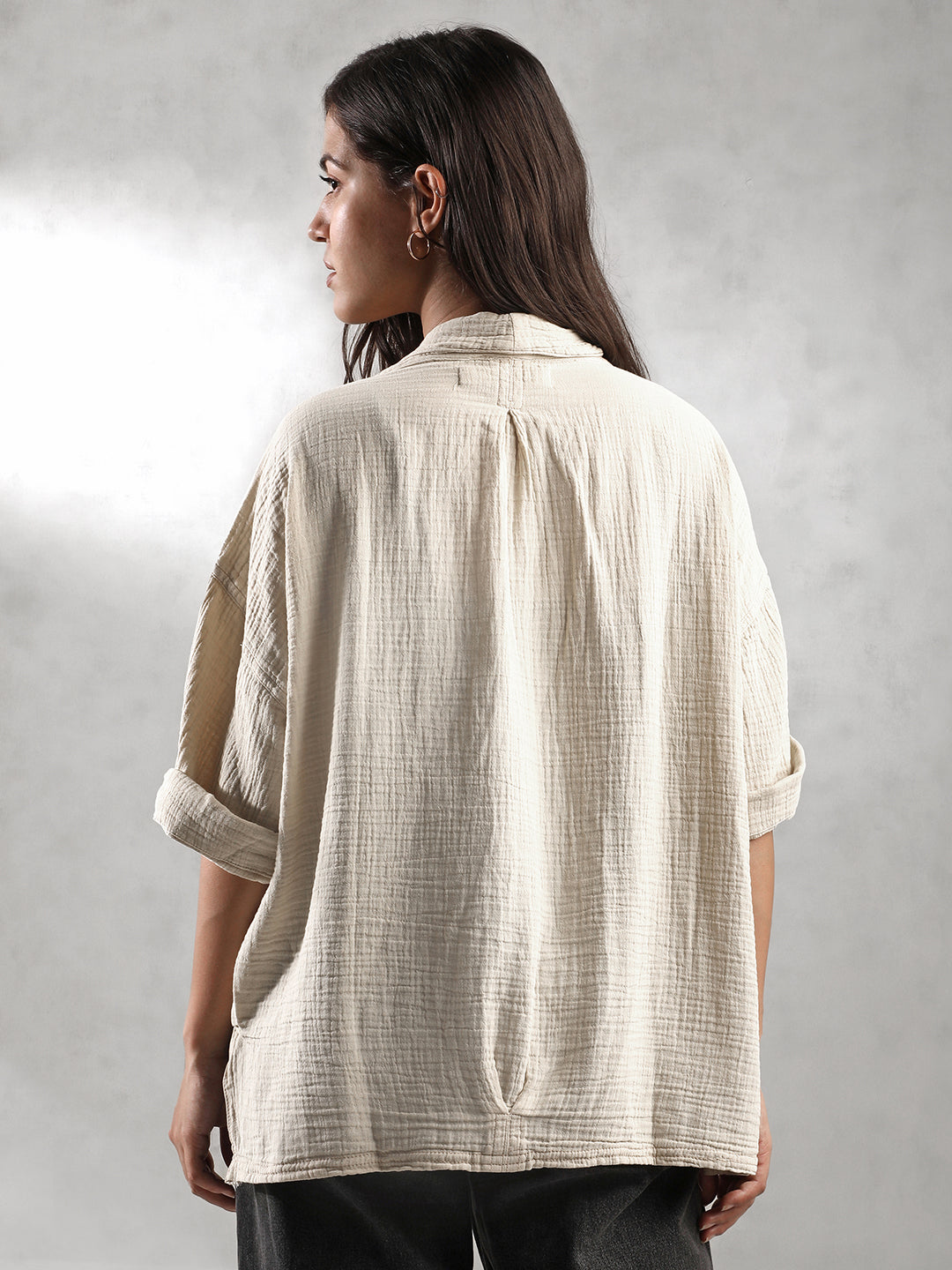 Women Oversize Double Cloth Shirt