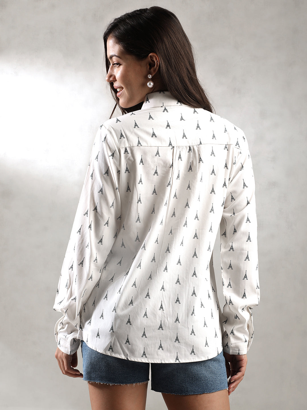 Women White Printed Shirt