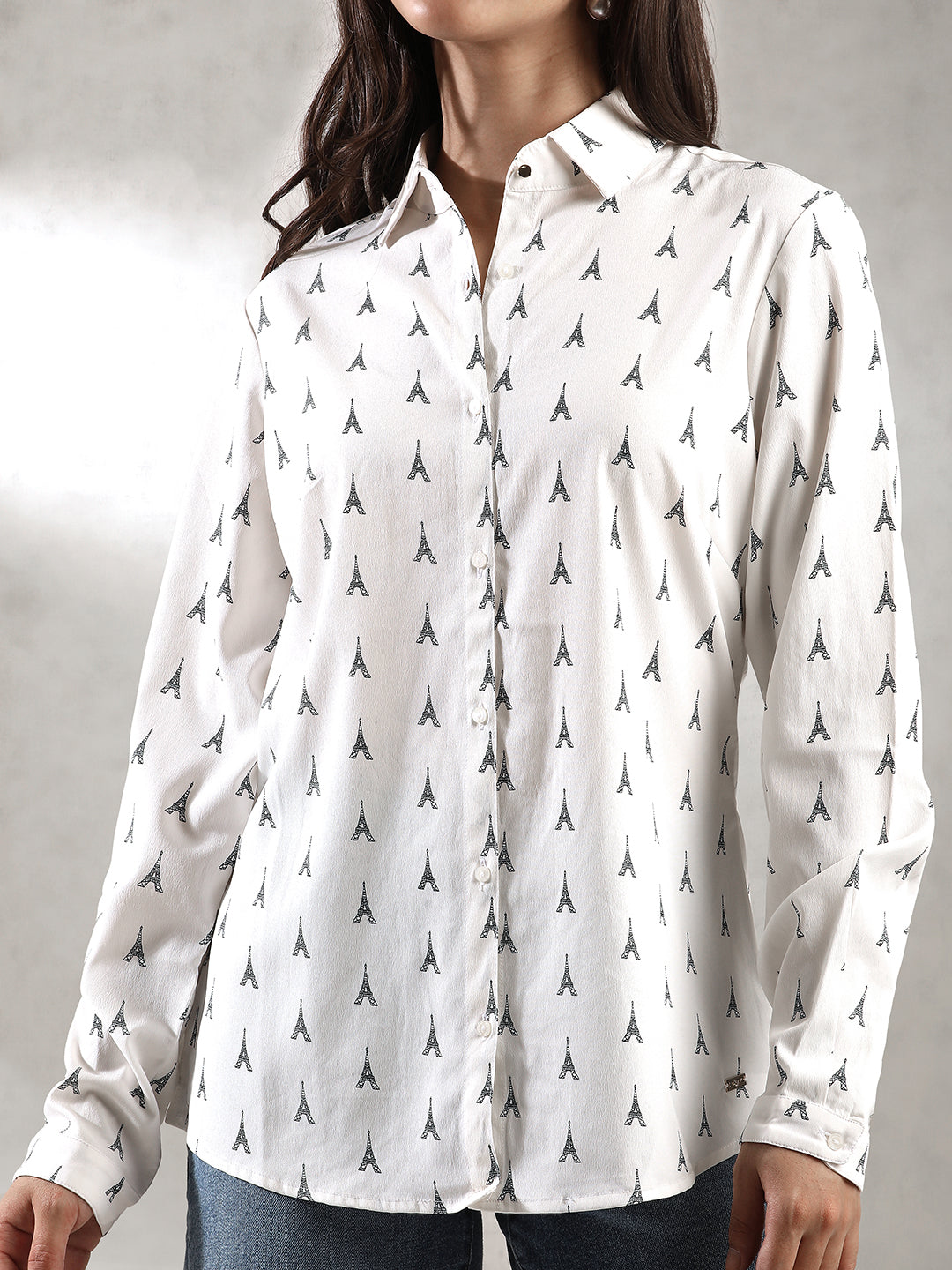 Women White Printed Shirt