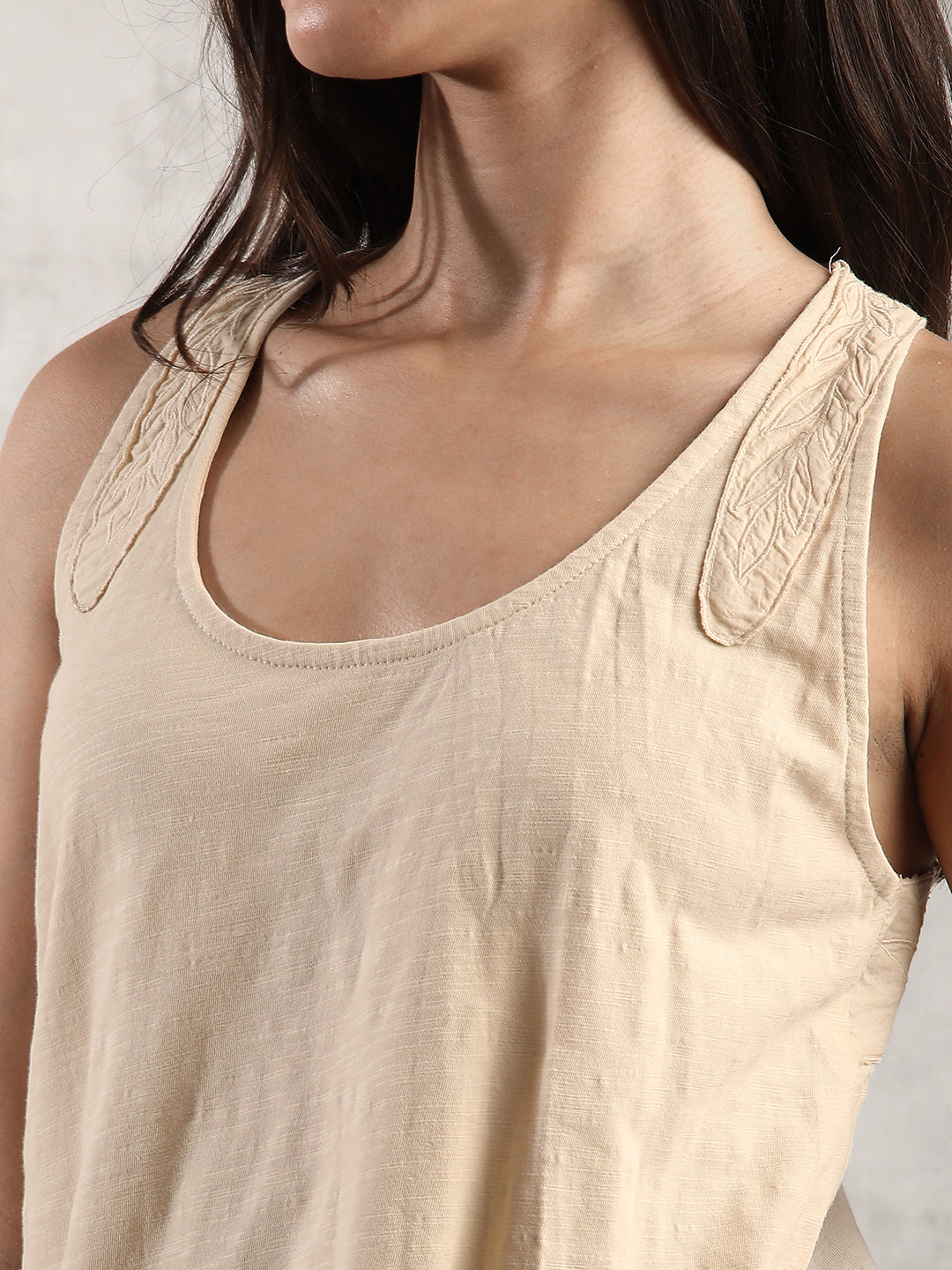 Women Cream Comfort Fit Tank Top