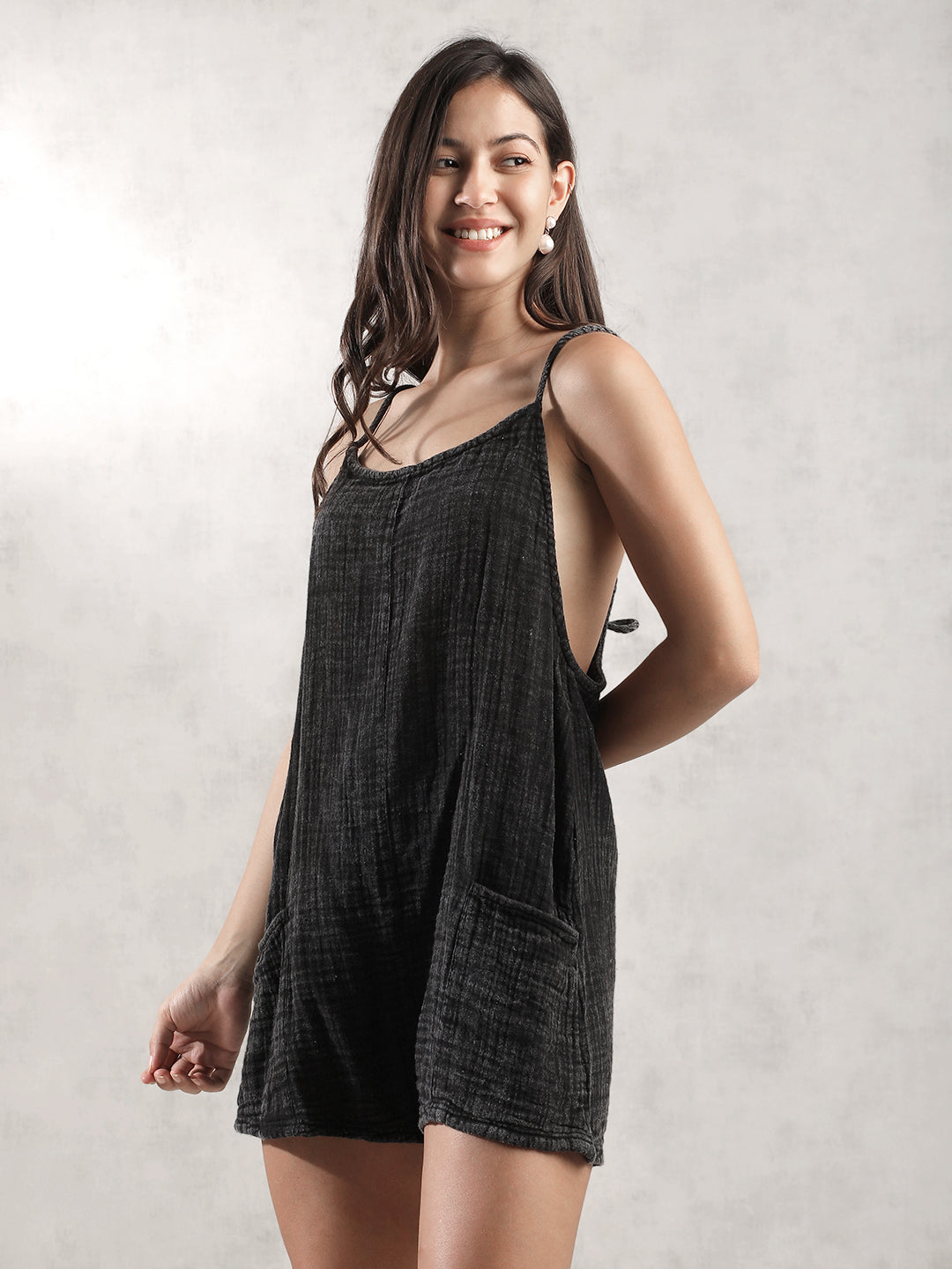 Women Dark Grey Comfort Fit Romper