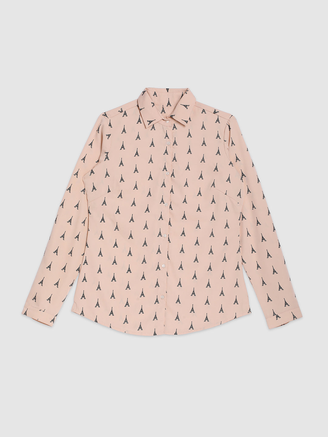 Women Peach Regular Fit Printed Shirt