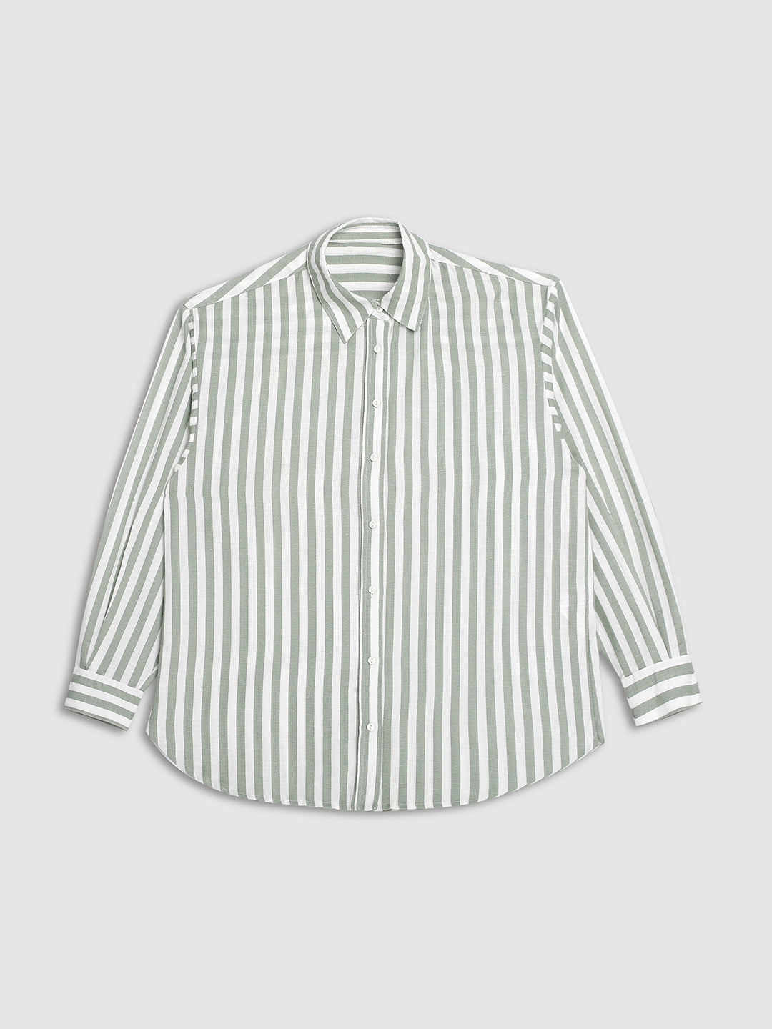 Women Green Stripes Comfort Fit Shirt