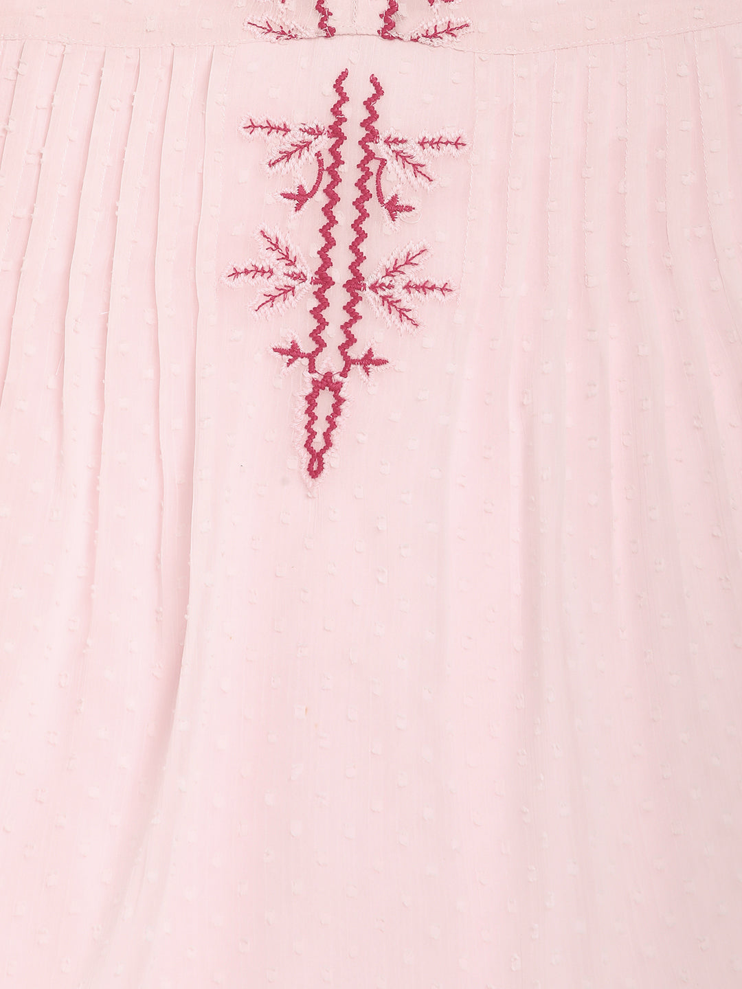 Women Pink Festive Embroidered Top