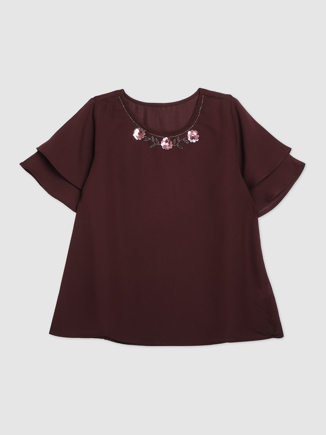 Women Maroon Regular Fit Tops