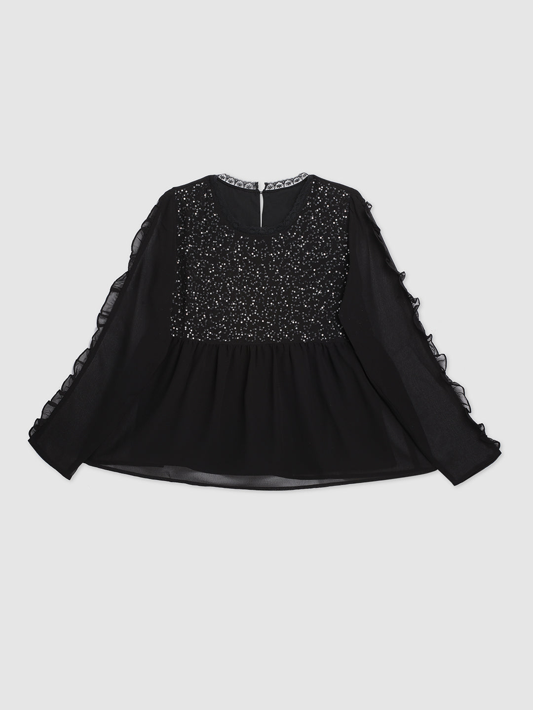 Women Black Empire Line Top