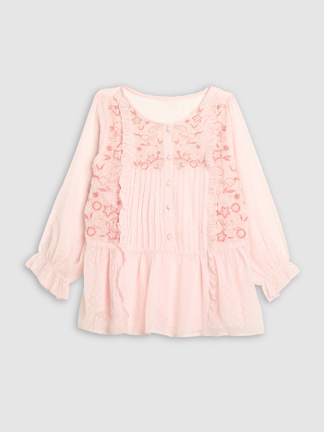 Women Pink Pleated A-Line Top