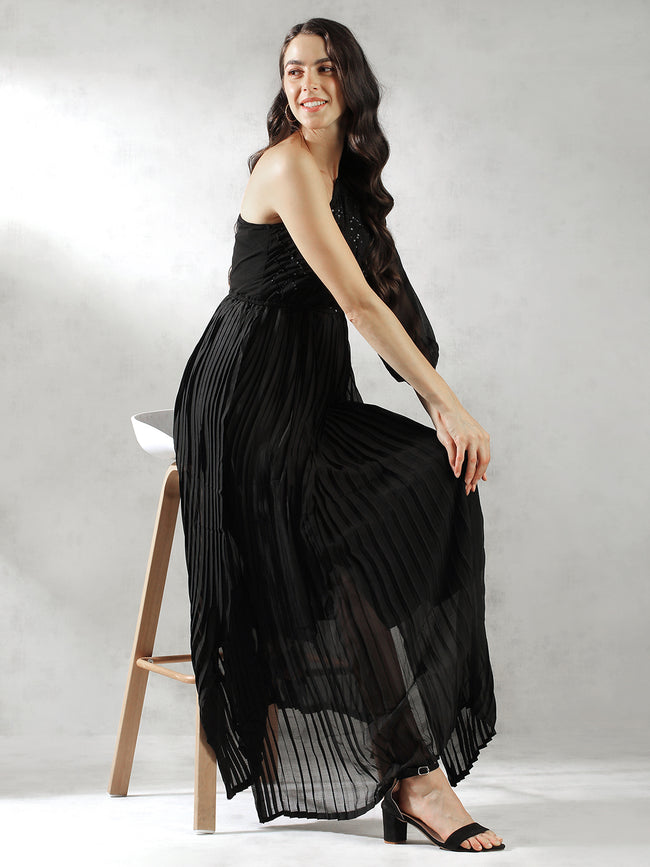 Women Pleated One Shoulder Maxi Dress – FYVA