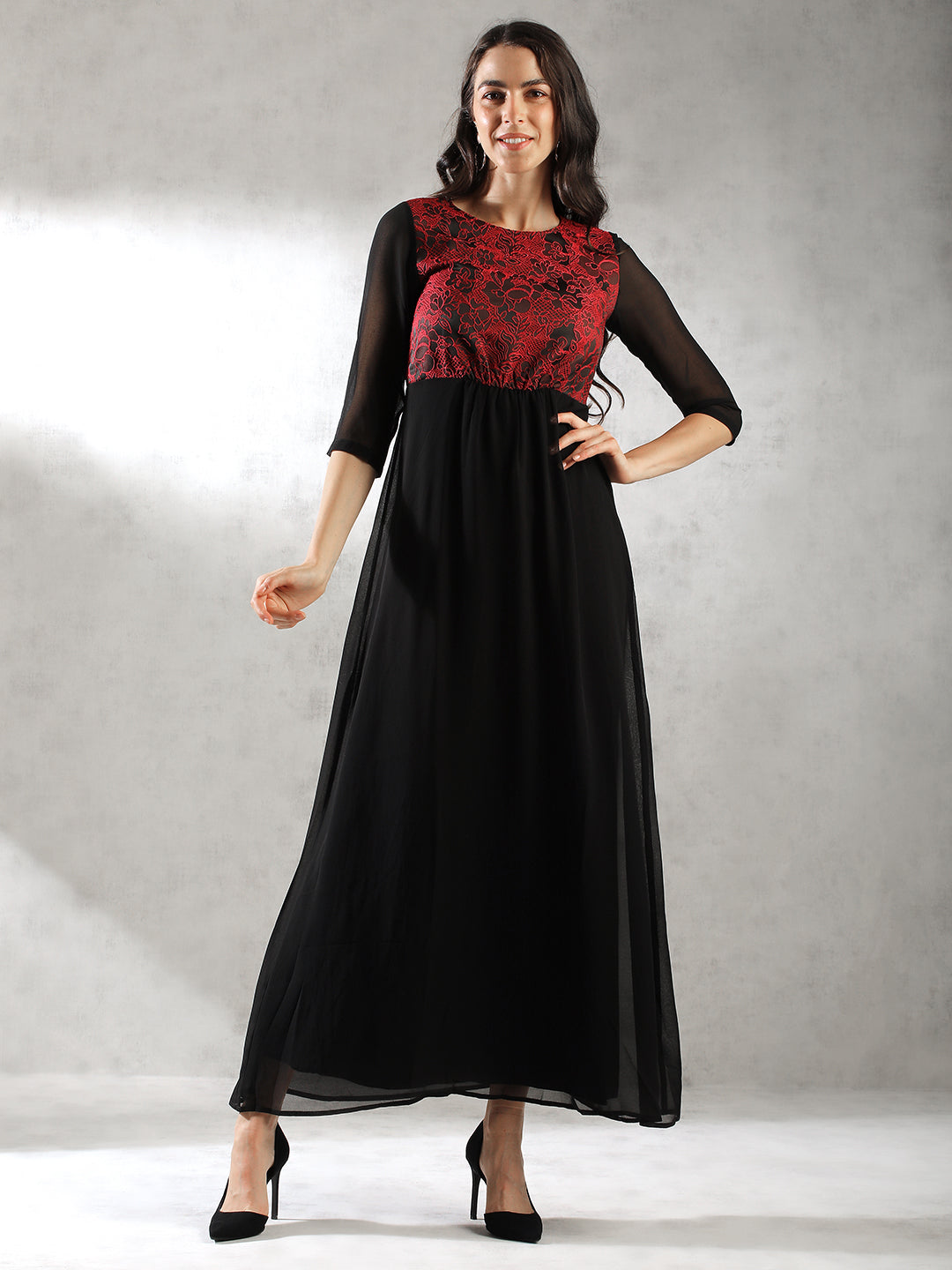 Women Black Maxi Festive Dress