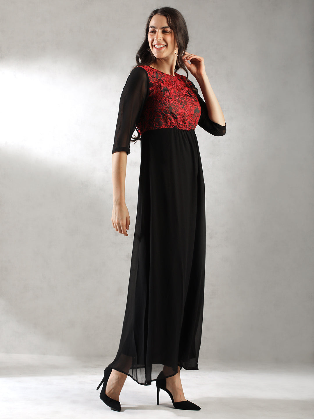 Women Black Maxi Festive Dress