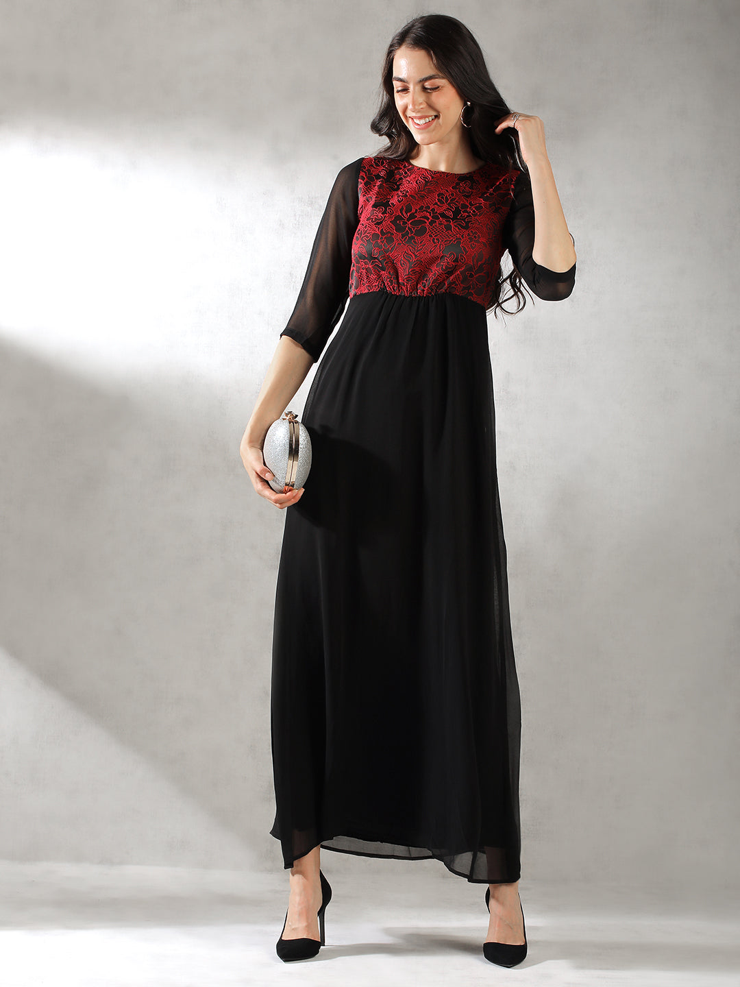 Women Black Maxi Festive Dress