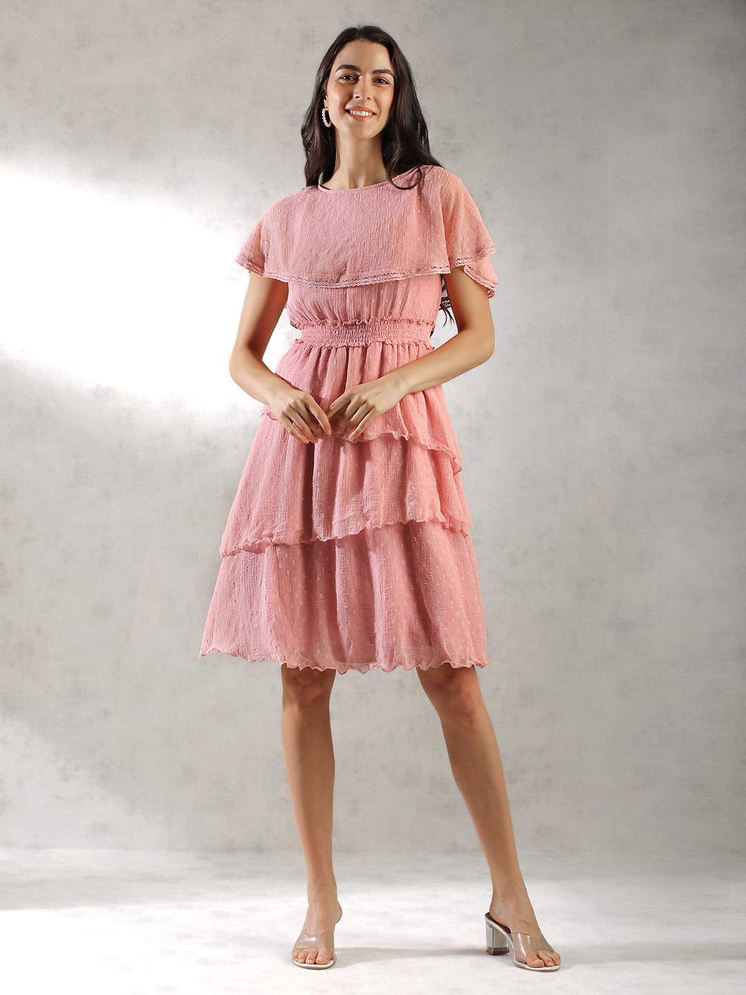 Women Pink Textured Dress