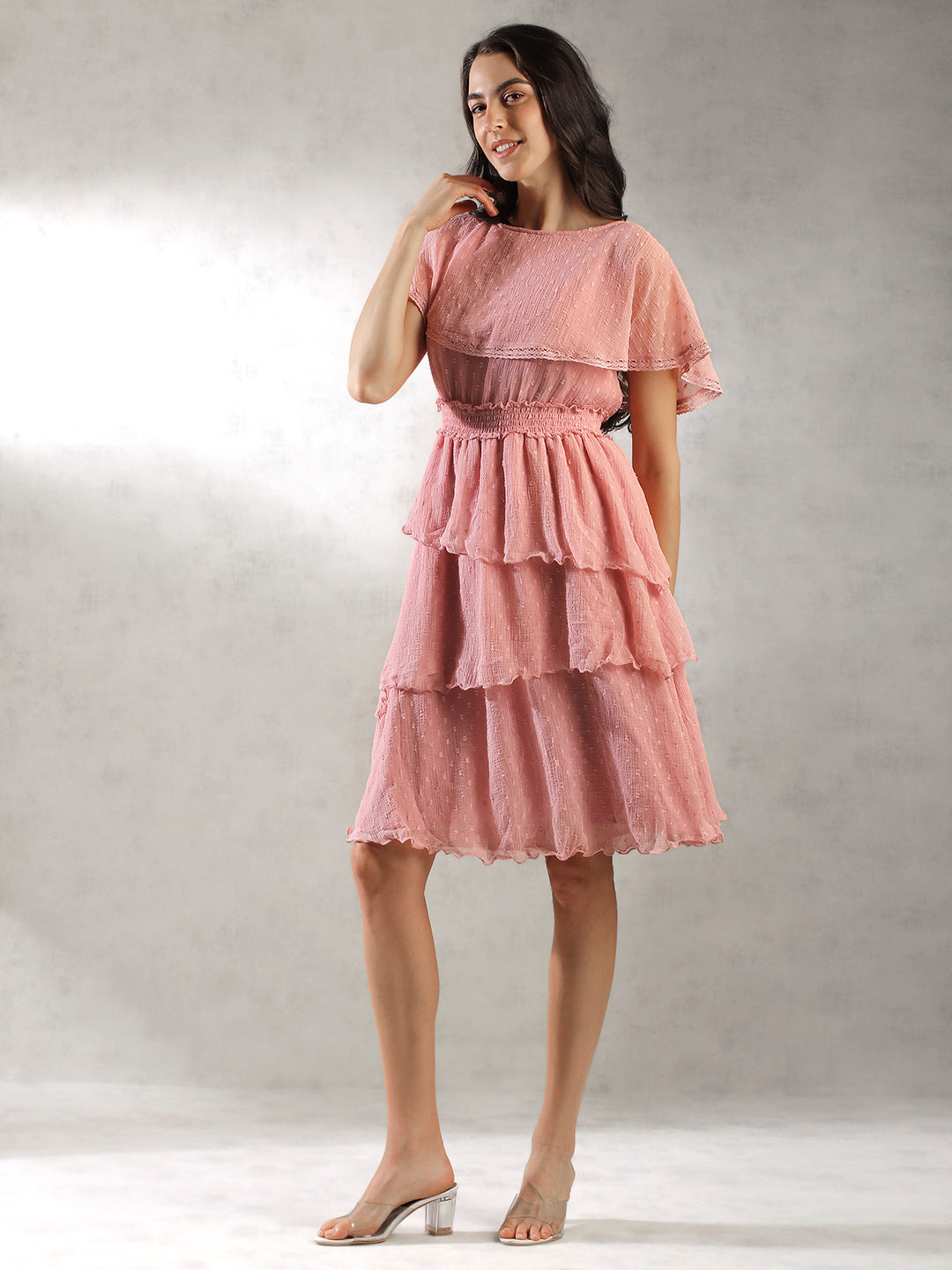 Women Pink Textured Dress