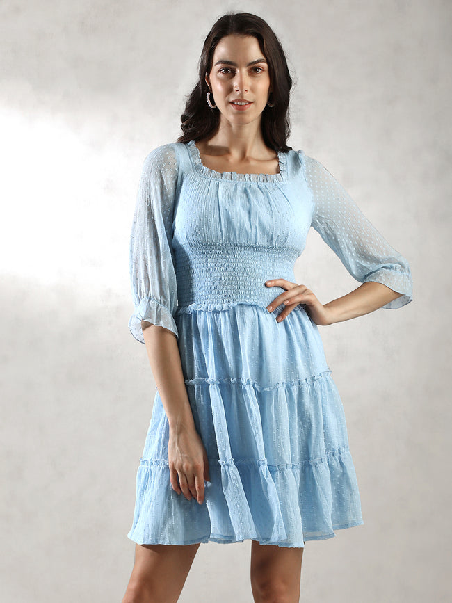 Women Blue Brunch Ready Dress