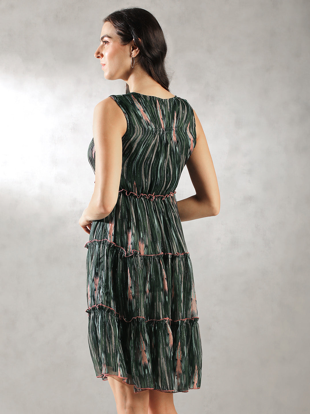 Women Printed Green Dress