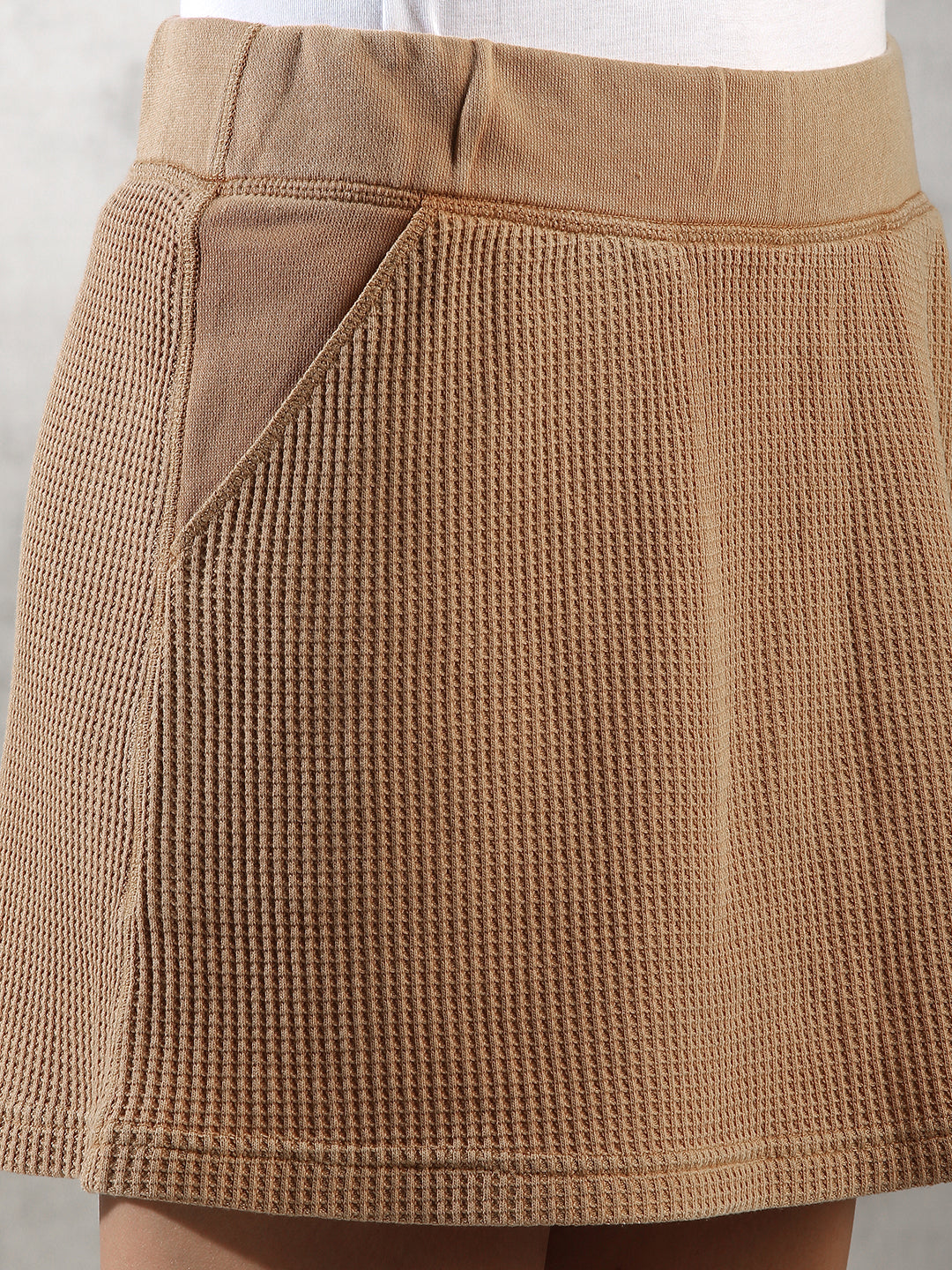 Women Brown Waffle Textured Skirt