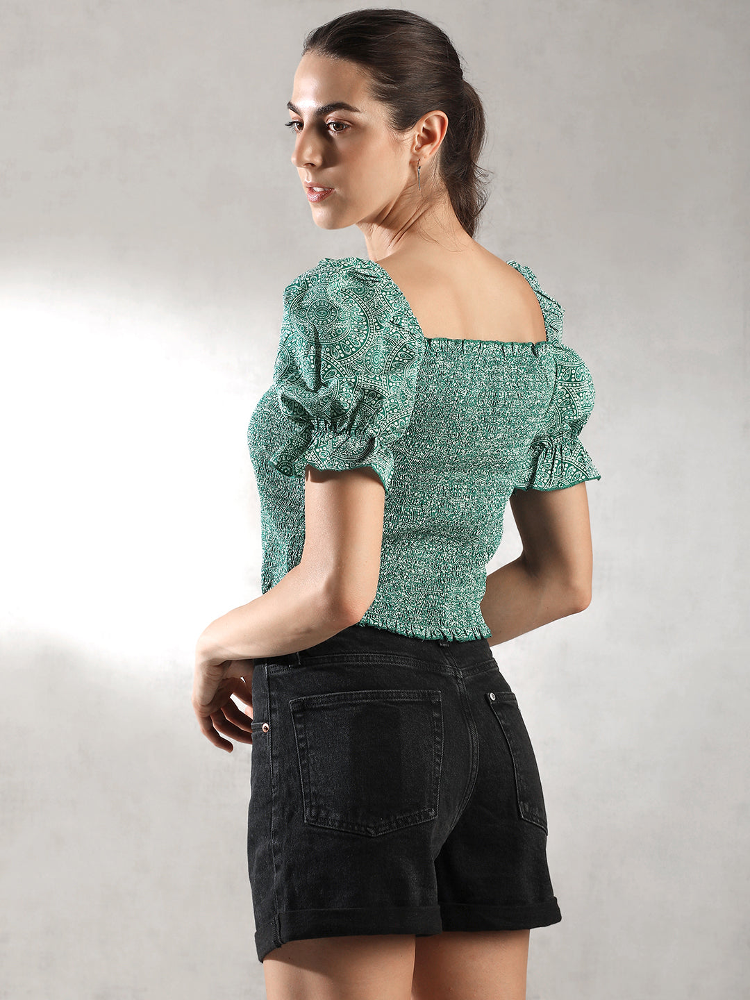 Women Green Fitted Top