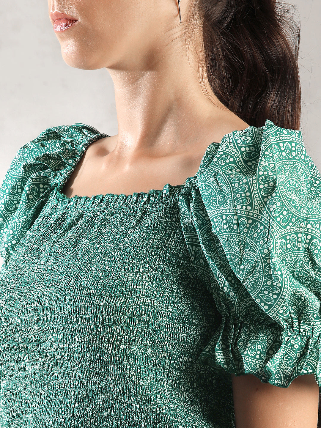 Women Green Fitted Top