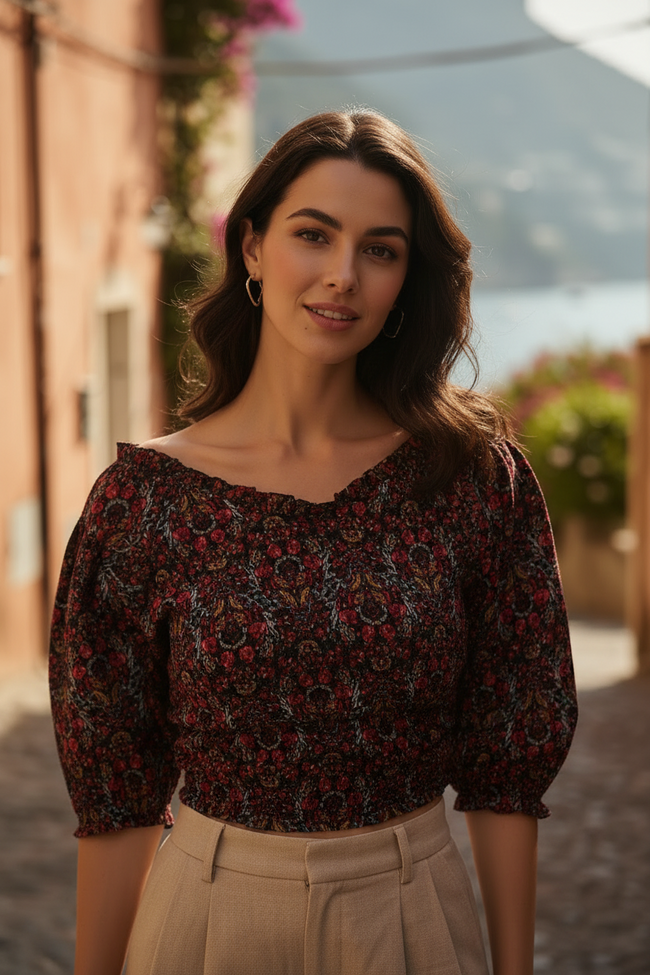 Women Printed Casual Crop Top