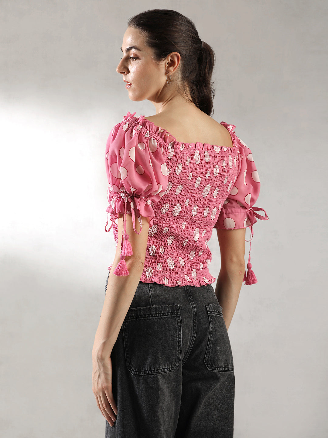 Women Pink Fitted  Crop Top