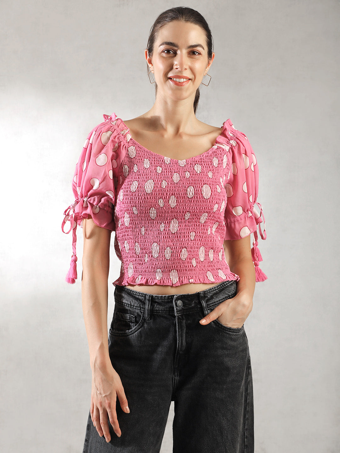 Women Pink Fitted  Crop Top