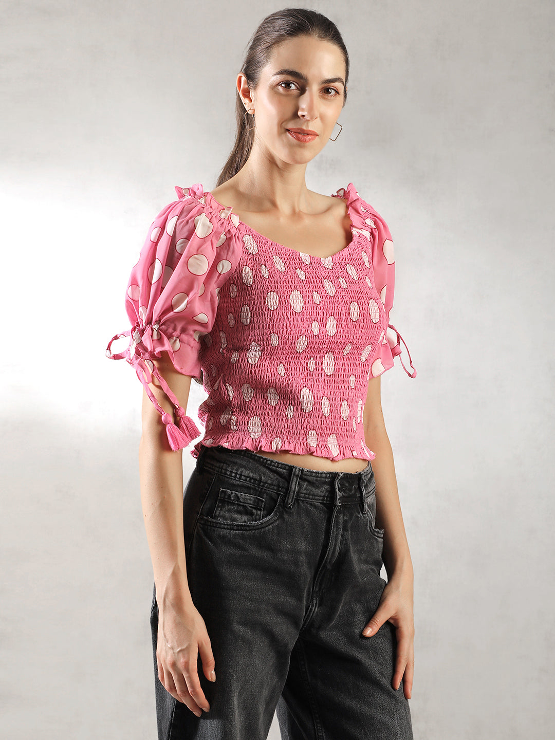 Women Pink Fitted  Crop Top