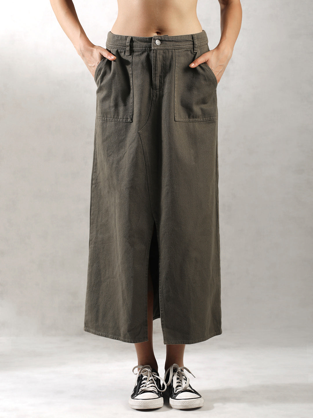 Women Olive Regular Fit Skirt