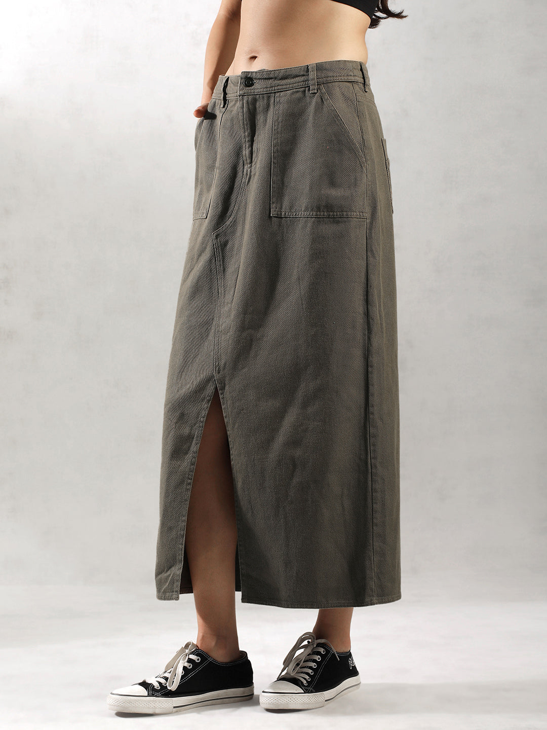 Women Olive Regular Fit Skirt