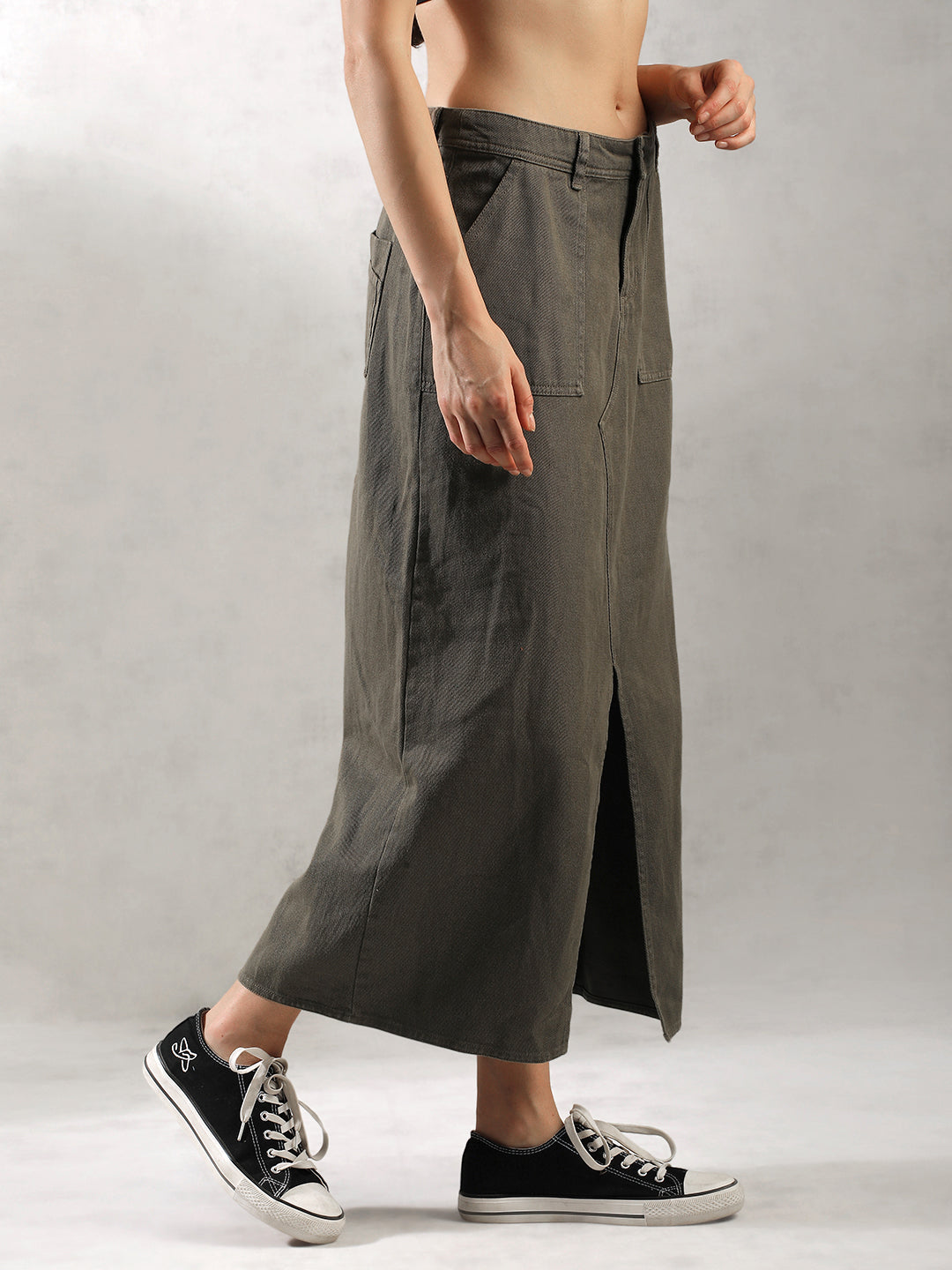 Women Olive Regular Fit Skirt