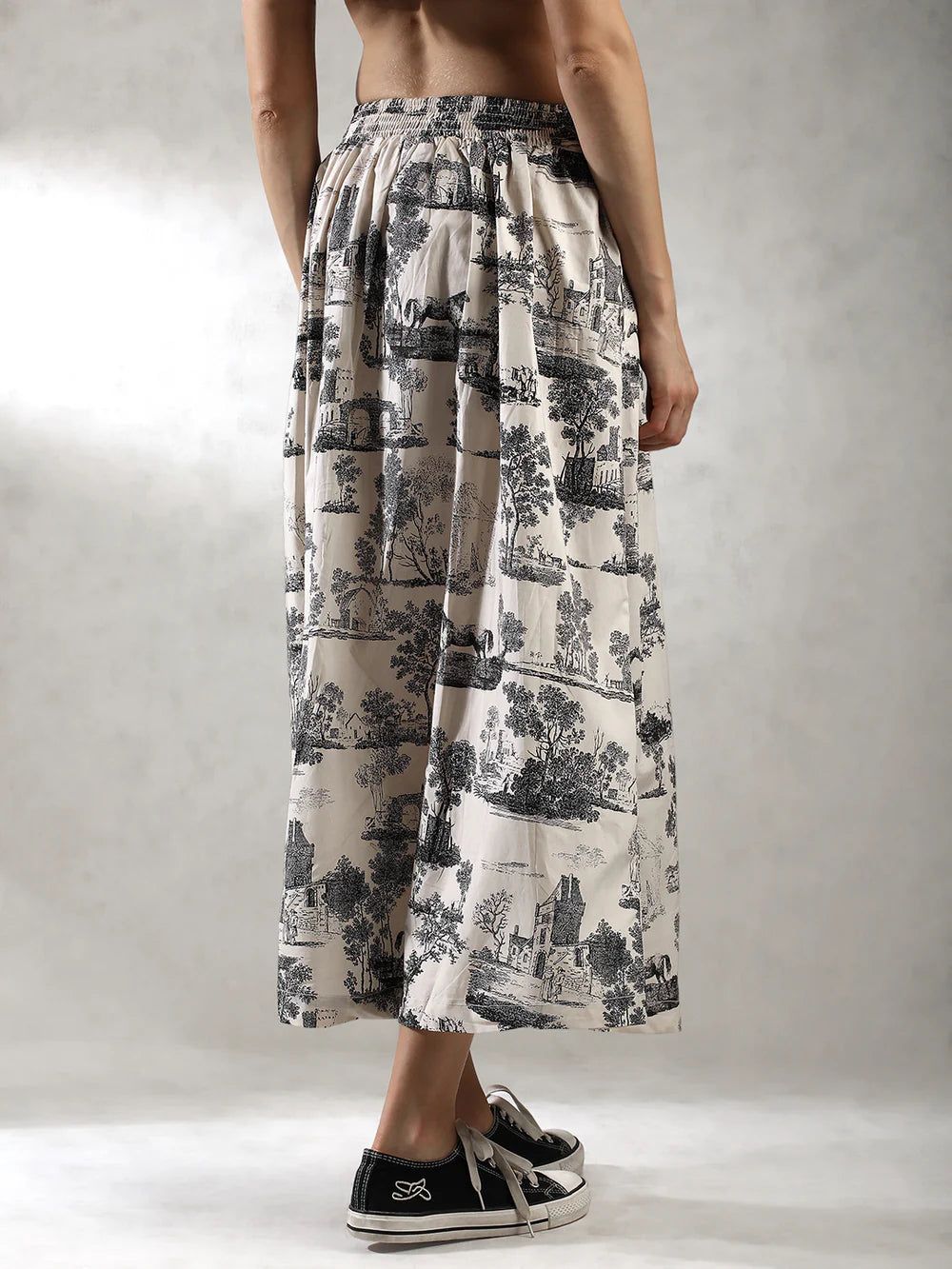 Women White Printed Chic Skirt