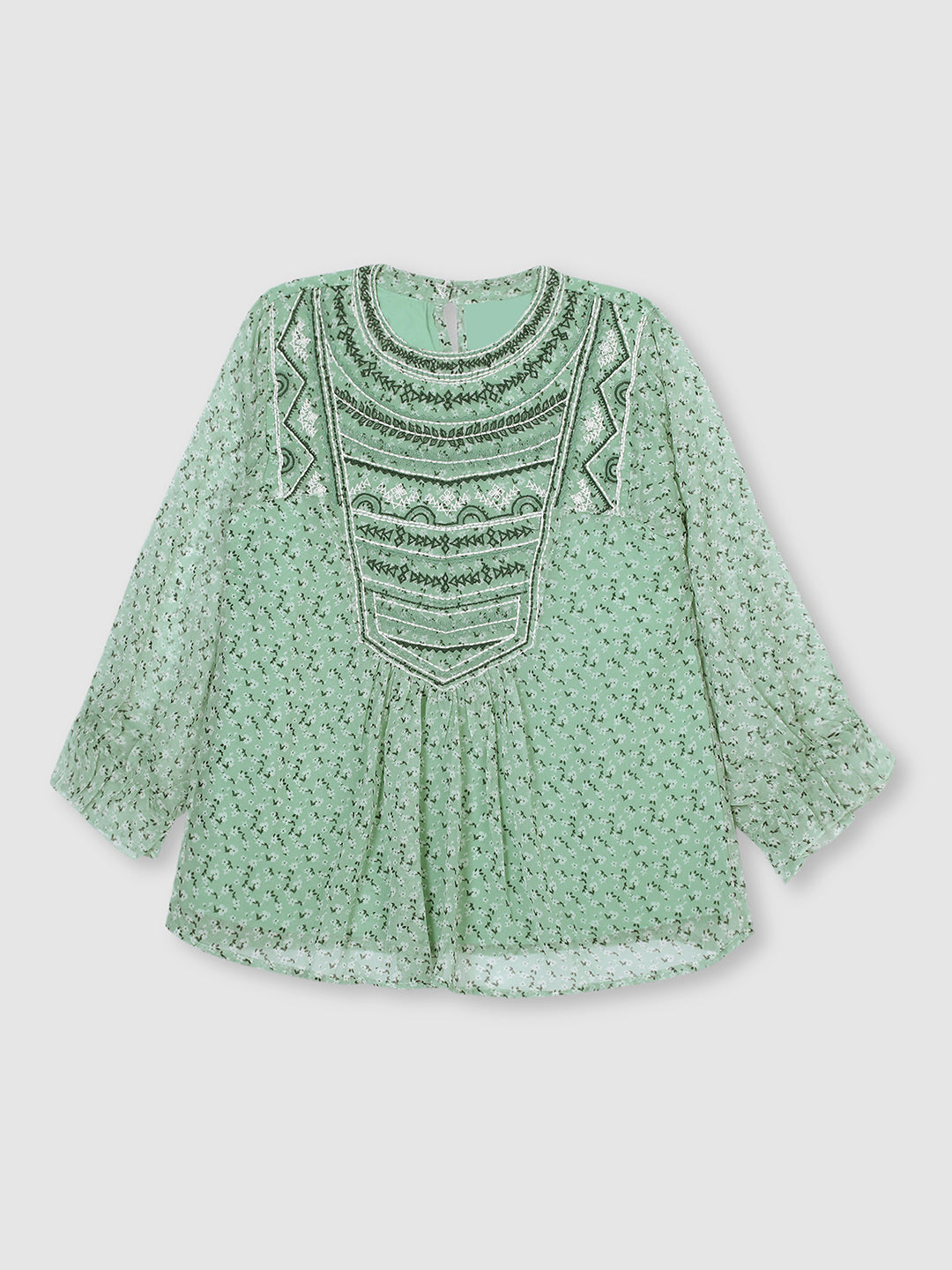 Women Mint Green Embroidered Top