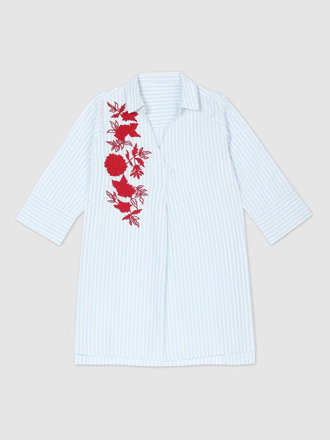 Women Blue Embroidered Shirt