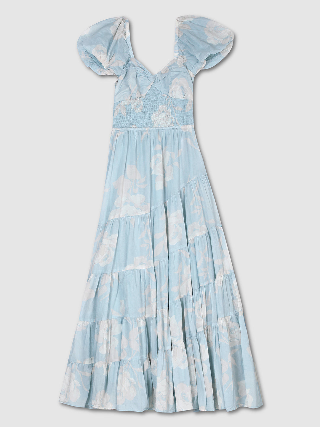 Women Sky Blue Printed Maxi Dress