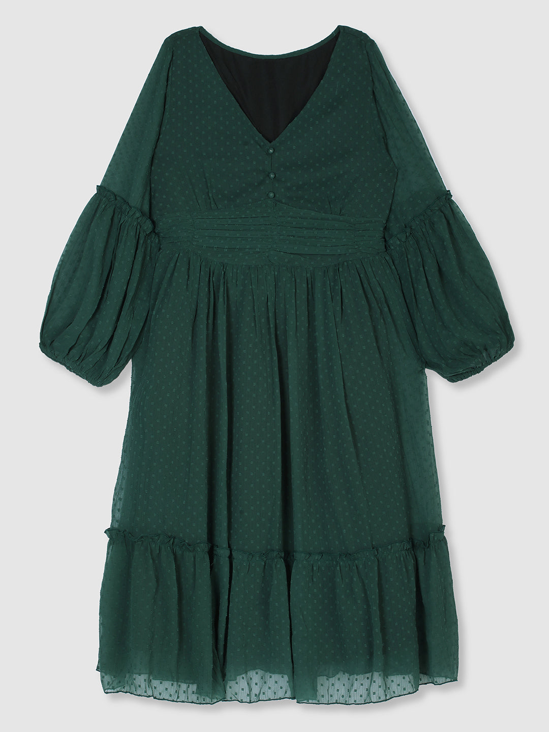 Women Green Self Design Textured Dress