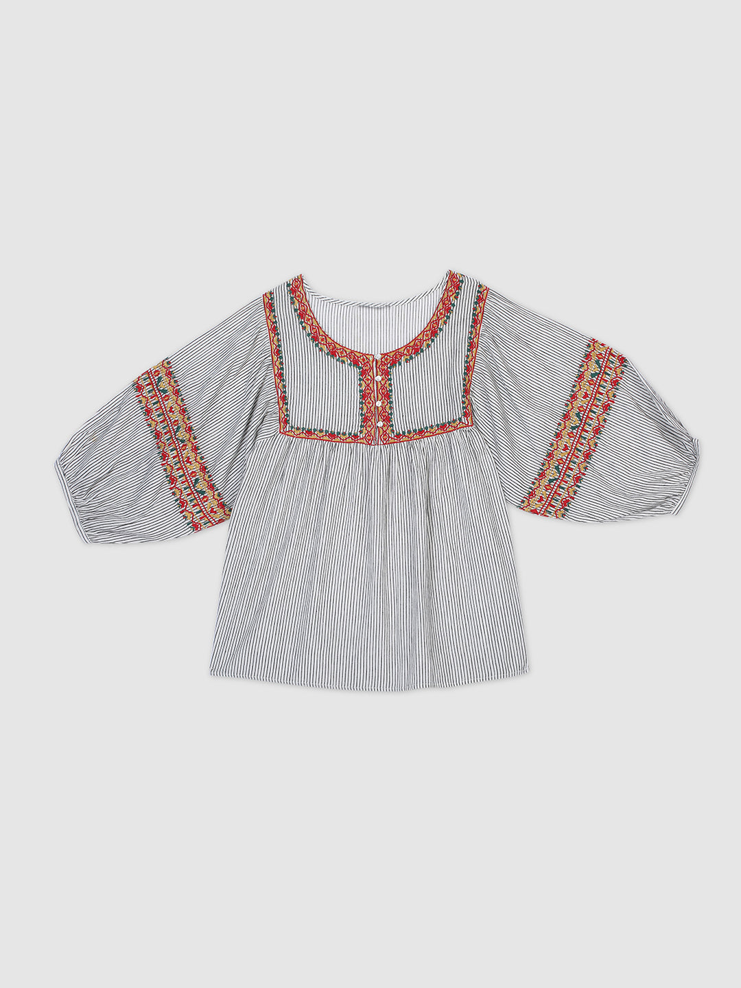 Women Neck Embroidery A-Line Top