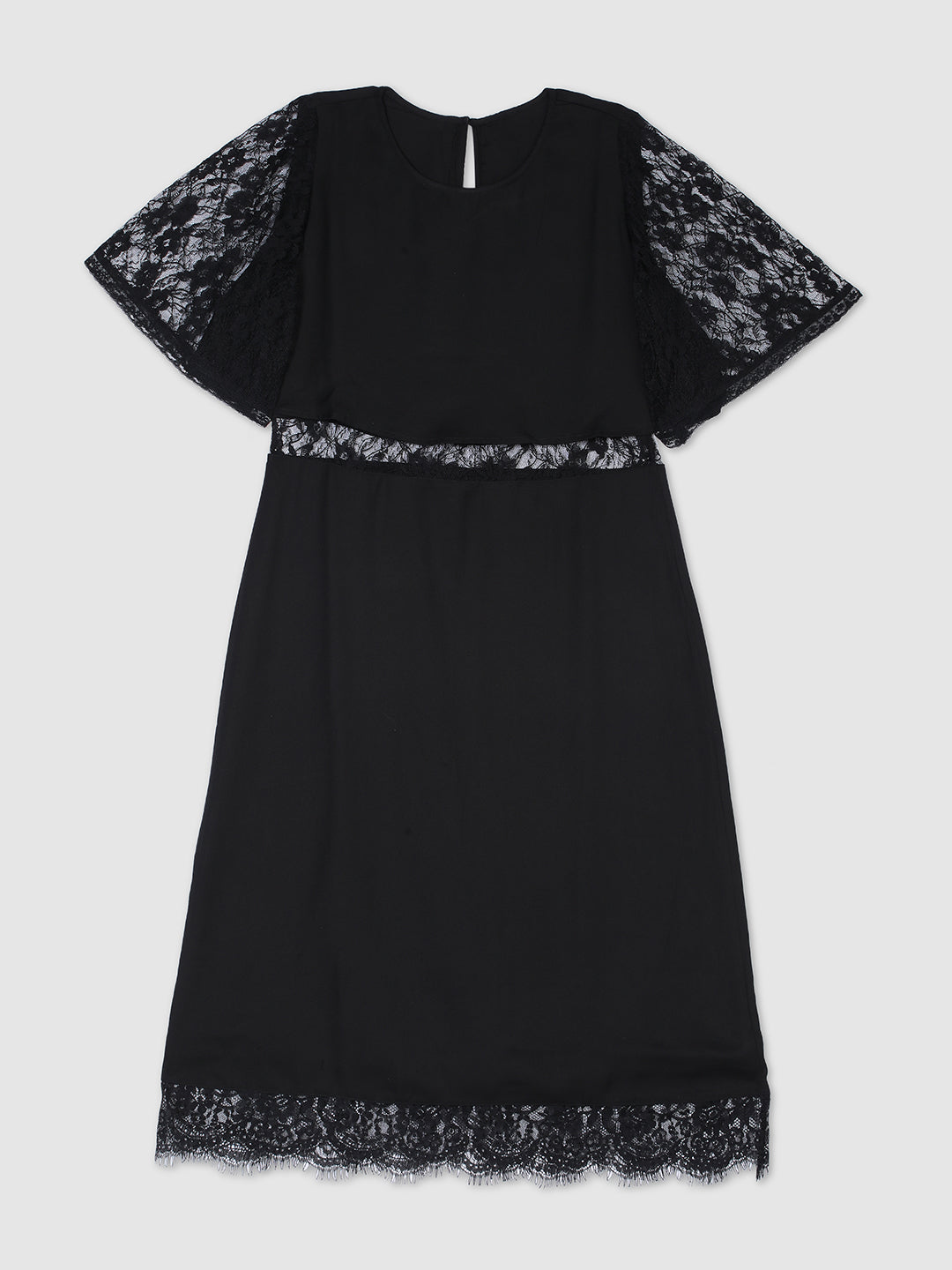 Women Black Lace Details Dress