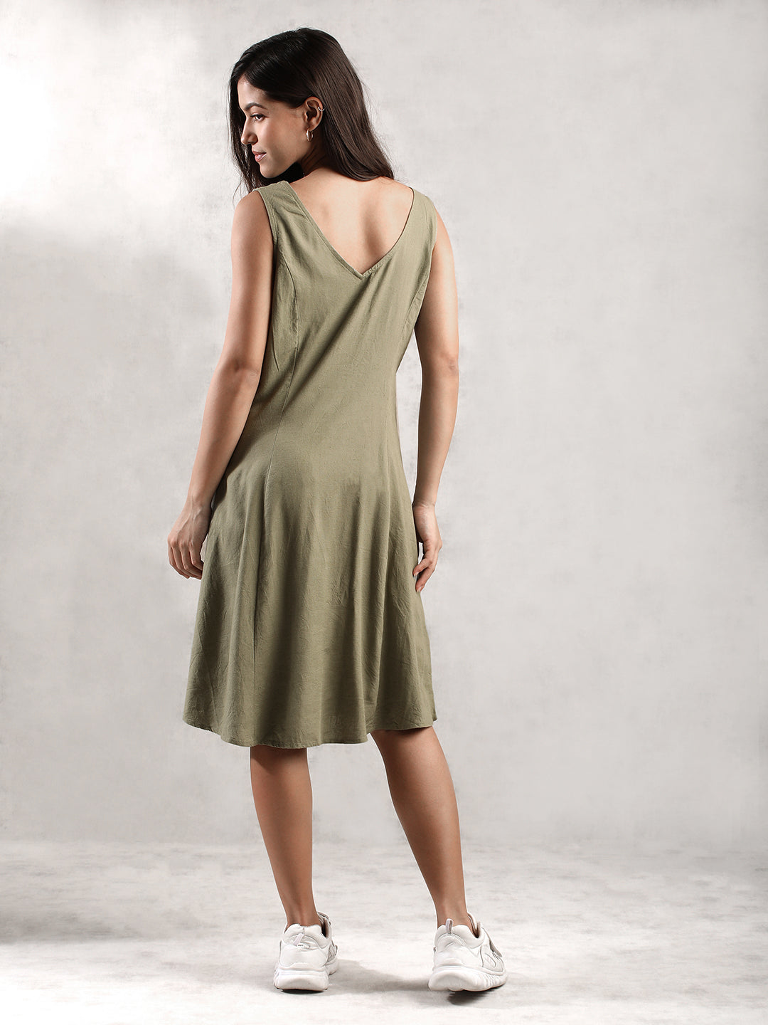 Women Olive Regular Fit Dress