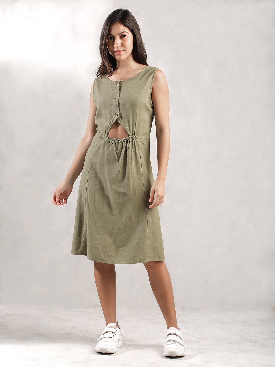 Women Olive Regular Fit Dress