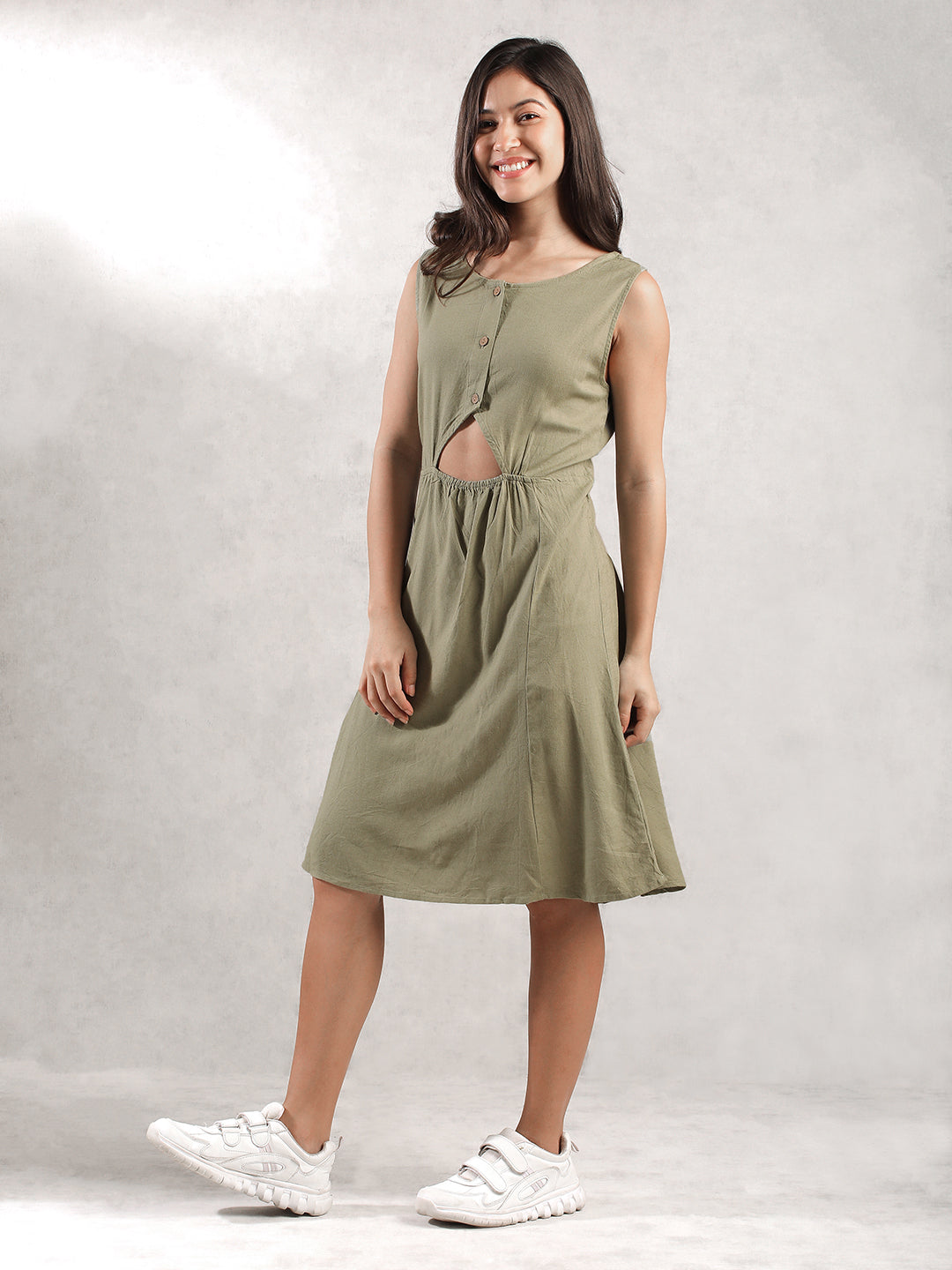 Women Olive Regular Fit Dress