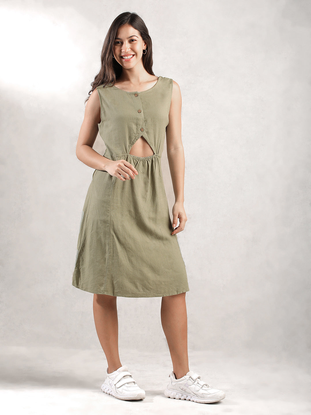 Women Olive Regular Fit Dress